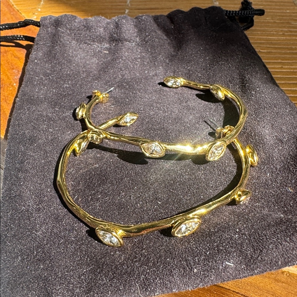 Alexis Bittar Navette Crystal Hoop Earrings